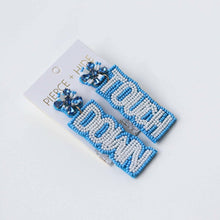 Load image into Gallery viewer, Carolina Blue Touch Down Earrings | GAME DAY EARRINGS.
