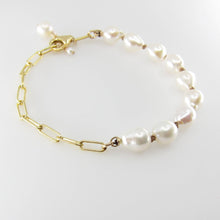 Load image into Gallery viewer, Baby Baroque Pearl Bracelet on large Paperclip Chain
