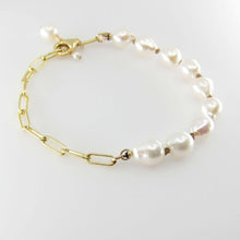 Load image into Gallery viewer, Baby Baroque Pearl Bracelet on large Paperclip Chain.
