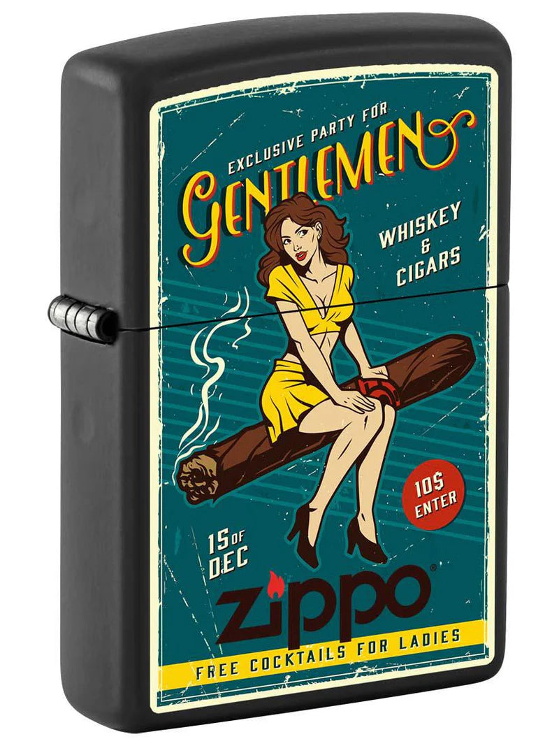 Cigar Pin-up Girl - Black Matte 81329 Zippo Lighter