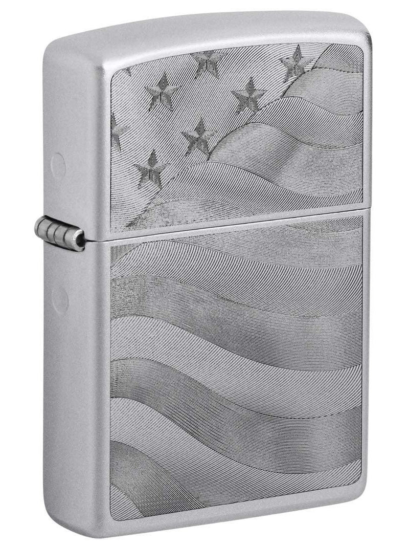 Starts and Stripes, Engraved - Satin Chrome 81375 Zippo Lighter