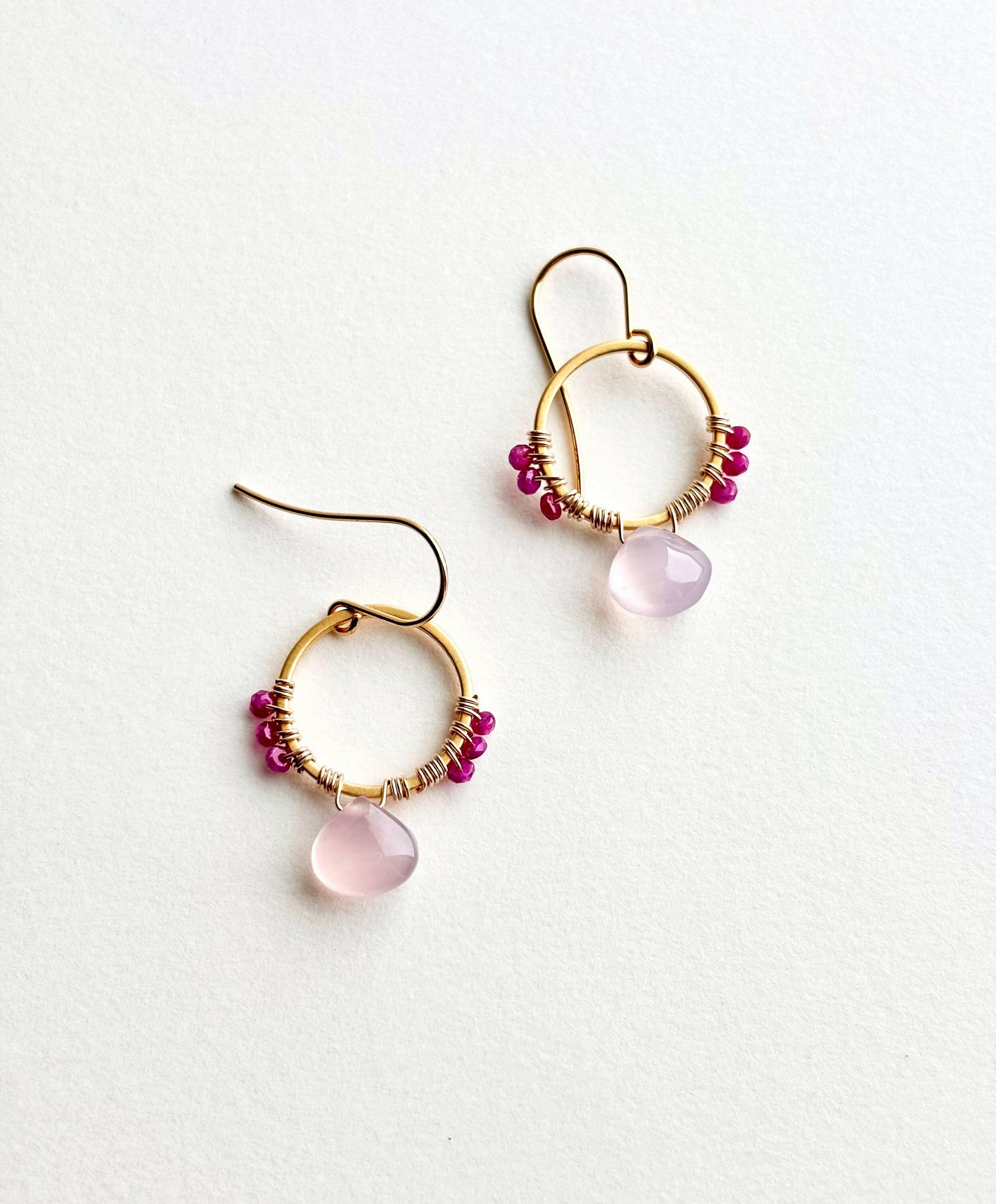 Pink Chalcedony Ruby Earrings.