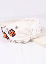 Load image into Gallery viewer, Basketball Beaded Headband WHITE.
