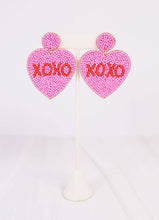 Load image into Gallery viewer, XOXO Beaded Heart Earrings

