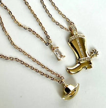 Load image into Gallery viewer, Cowgirl Cowboy Pave Boot Charm Necklace
