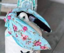 Load image into Gallery viewer, Spring Blues Rose Shabby Chic Beaded Headband.
