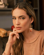 Load image into Gallery viewer, Beaded Handwoven Sedona Sunset Fringe Earrings (Magenta).
