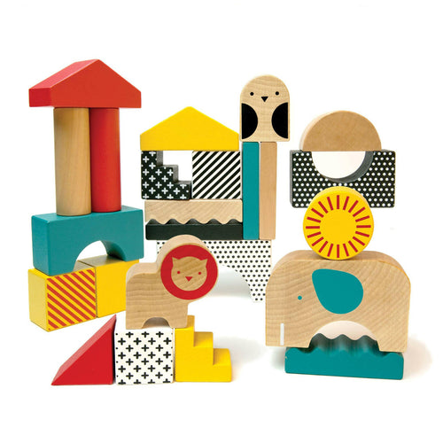 Wooden Animal Town Building Blocks.