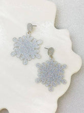 Load image into Gallery viewer, Winter Morning Glitter Clear Resin Snowflake Dangles
