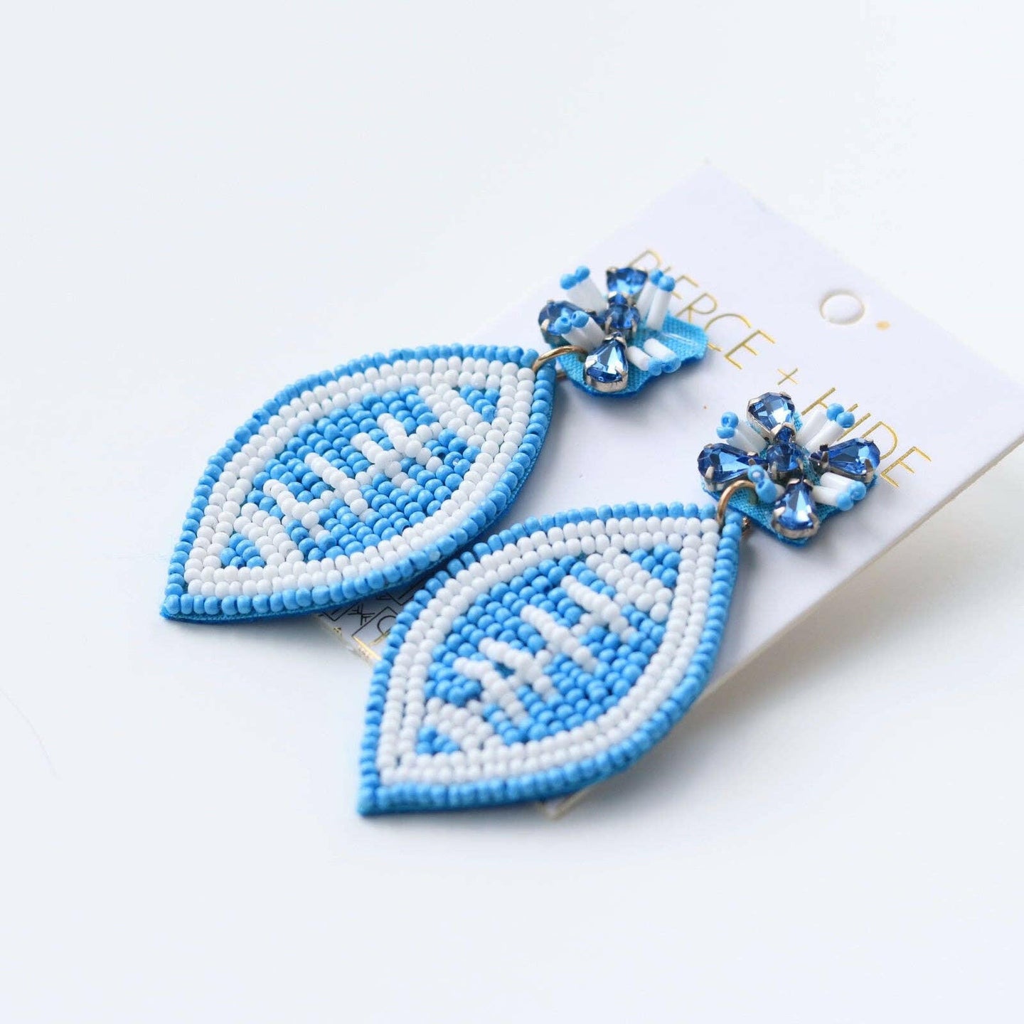 Beaded Carolina Blue Football Earrings| GAME DAY EARRINGS.