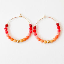 Load image into Gallery viewer, Colorful Gold Filled Ombre Hoops.
