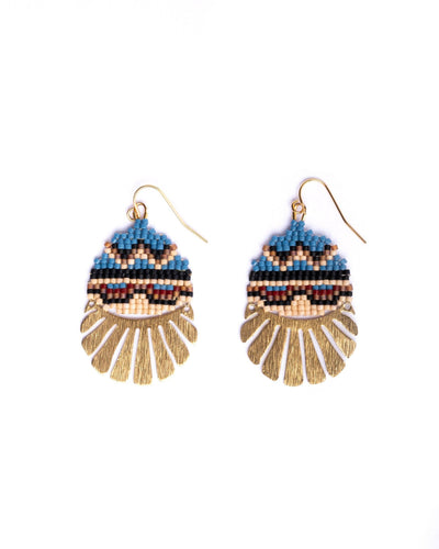 Beaded Handwoven Santa Fe Drops (Blue/Brown).
