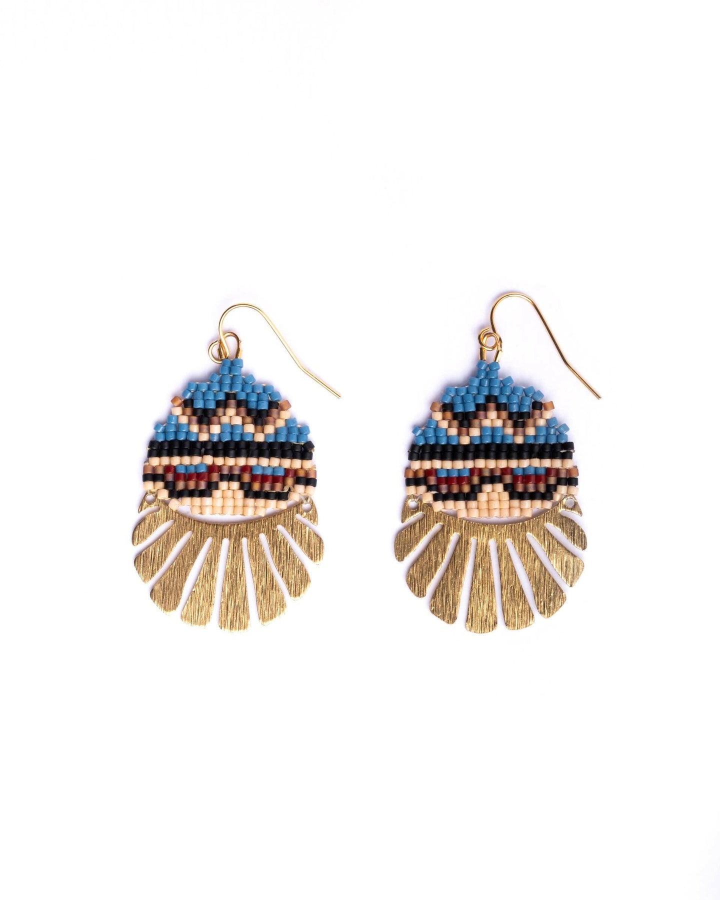 Beaded Handwoven Santa Fe Drops (Blue/Brown).