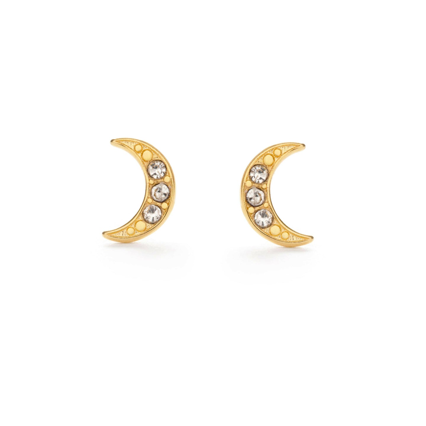 Crescent Moon Crystal Stud Earrings.