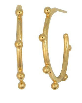 Kris Beaded Ball Hoop Earrings in Gold.