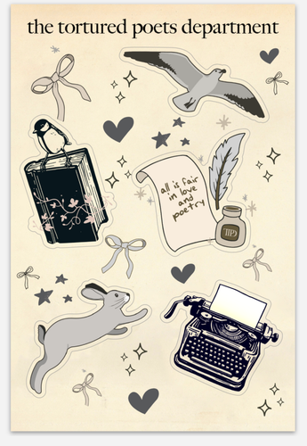 The Torture Poet's Society Sticker Sheet (Taylor Swift).