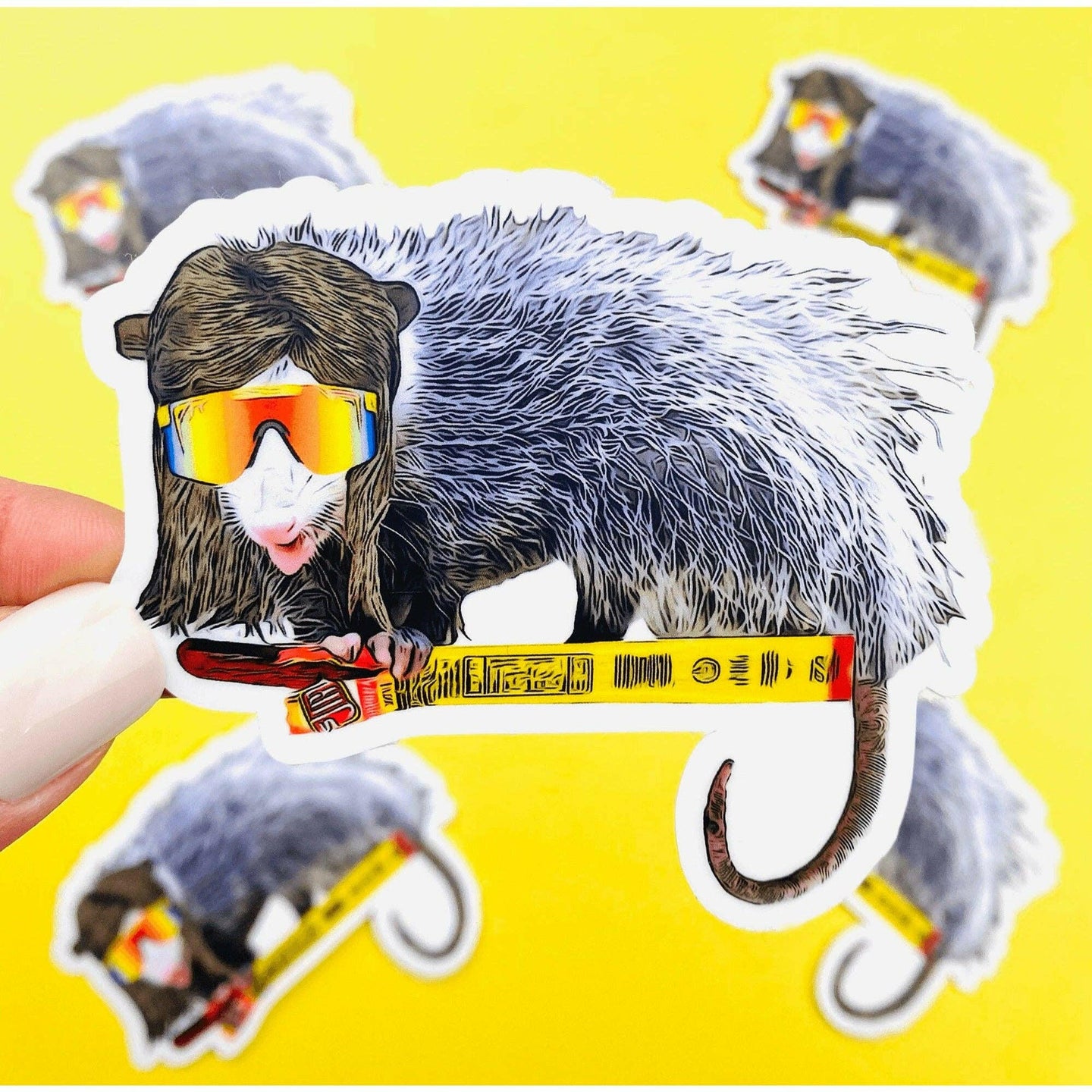Jim The Possum Sticker, Possum with a Mullet Funny Sticker.