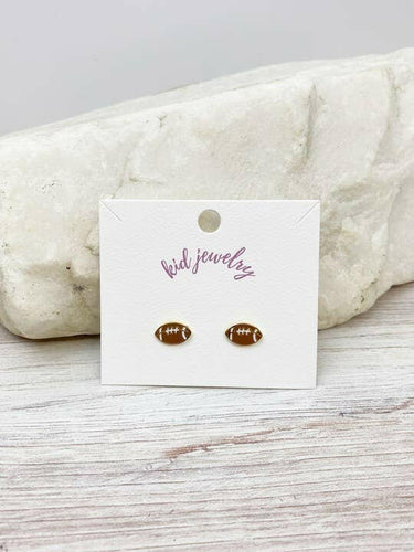 Kids Clip On Sports Stud Earrings - Football.