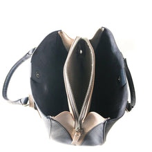 Load image into Gallery viewer, Emma Leather Satchel - Navy Blue/Taupe.
