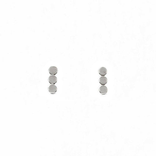 Short Coin Dot Stud Earrings in Silver.
