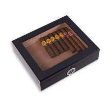 Load image into Gallery viewer, Carbon Fiber Design 20 Cigar Humidor with Glass Viewing Top.
