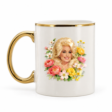 Load image into Gallery viewer, Dolly Parton Tribute Mug – “Did Care &amp; Did Try” 11 oz Gold Handle Mug
