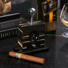 Load image into Gallery viewer, Lacquered "Ebony" Wood and Stainless Steel Table Top.
