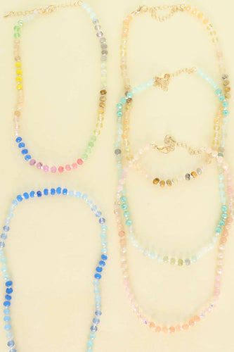 Iridescent Natural Gemstone Glass Beaded Necklace.