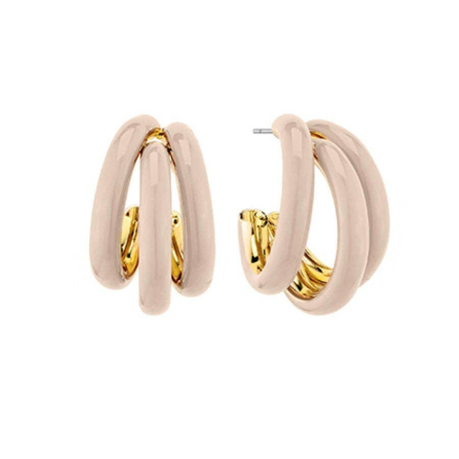 Petite Taupe Tri-Hoop Earrings.