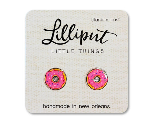 Pink Sprinkle Donut Earrings.