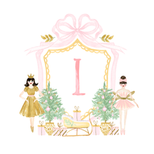Load image into Gallery viewer, Nutcracker Ballerina Monogram Ornament | Pink &amp; Gold Mirror Christmas Ornament
