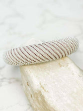 Load image into Gallery viewer, Pearl &amp; Rhinestone Striped Padded Headbands.
