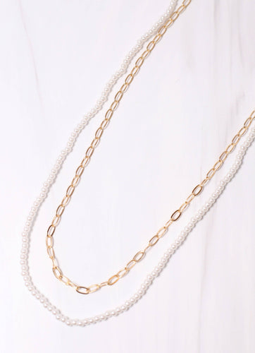 Vaughn Layered Pearl Necklace GOLD.