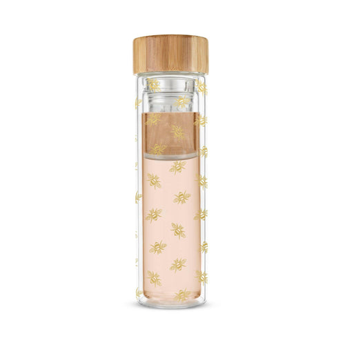 Blair™ Insulated Glass Travel Mug w/ Tea Infuser - Bee.