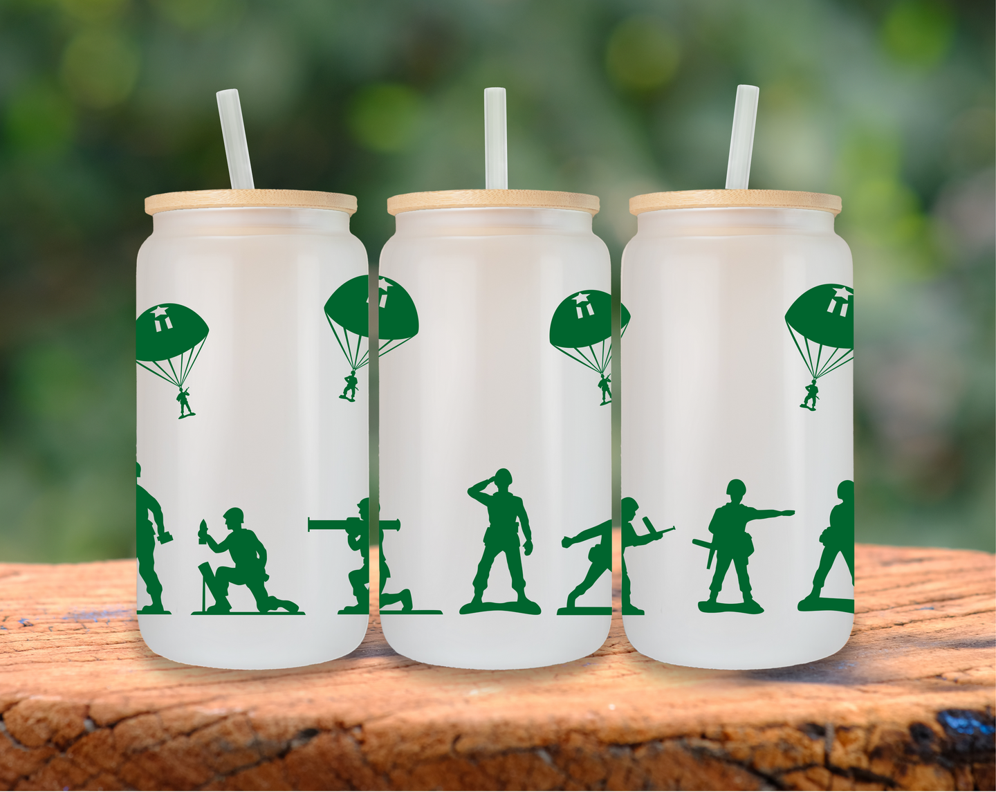 Army Men Glass Can Cup