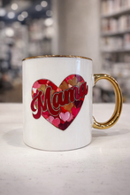 Load image into Gallery viewer, Mama Heart Gold Mug – Porcelain Coffee Cup (11 oz)
