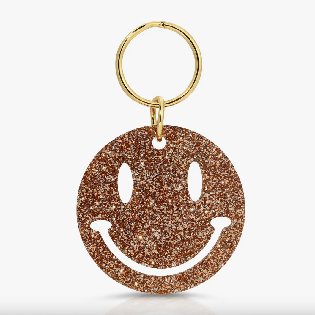 Gold Glitter Key - Shape - SMILEY FACE