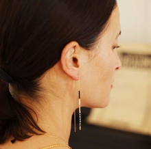 Load image into Gallery viewer, Miyuki Seed Bead Threader Earrings in Champagne.
