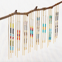 Load image into Gallery viewer, Miyuki Seed Bead Threader Earrings in Champagne.
