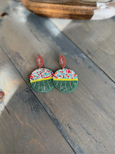 Load image into Gallery viewer, Football Stadium Seed Bead Dangle Earrings.
