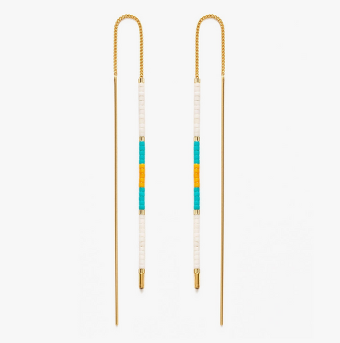 Miyuki Seed Bead Threader Earrings in El Mar.