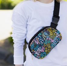 Load image into Gallery viewer, Black Floral Belt Bag.
