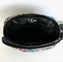 Load image into Gallery viewer, Black Floral Belt Bag.
