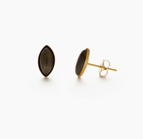 Navette Cut Pyrite Semi Precious Studs.