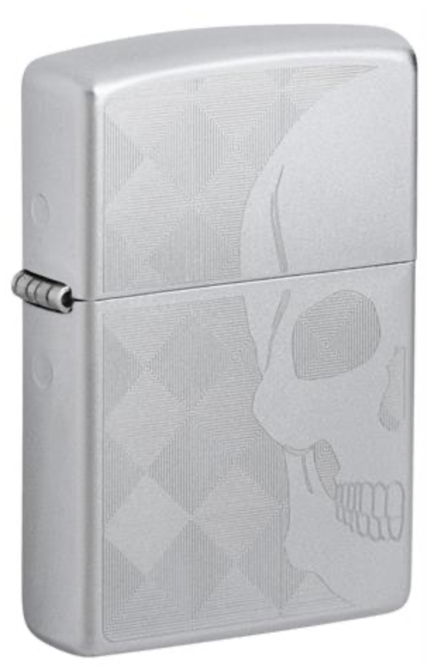 Skull Satin Chrome Zippo Lighter