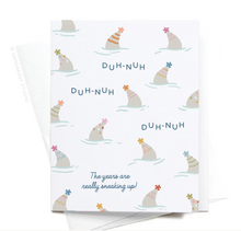 Load image into Gallery viewer, Shark Fin Party Hats Birthday Greeting Card
