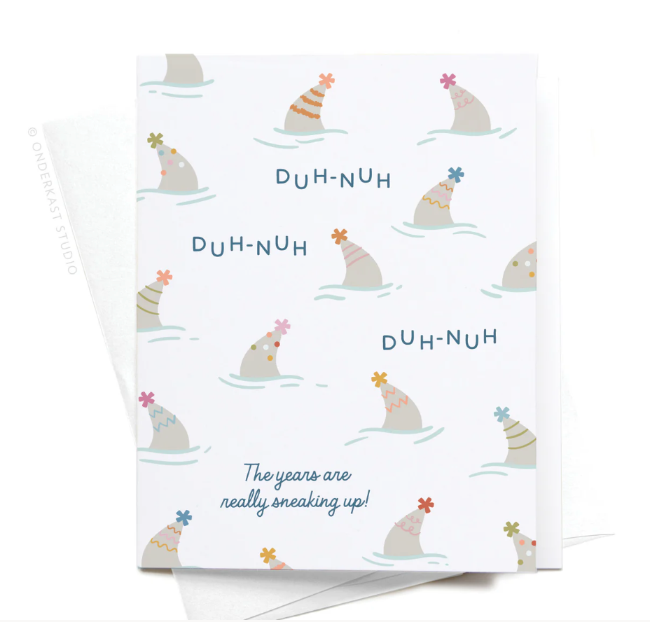 Shark Fin Party Hats Birthday Greeting Card