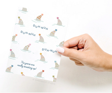 Load image into Gallery viewer, Shark Fin Party Hats Birthday Greeting Card
