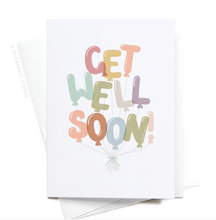 Load image into Gallery viewer, Get Well Soon Balloons Folded Greeting Note Set of 10
