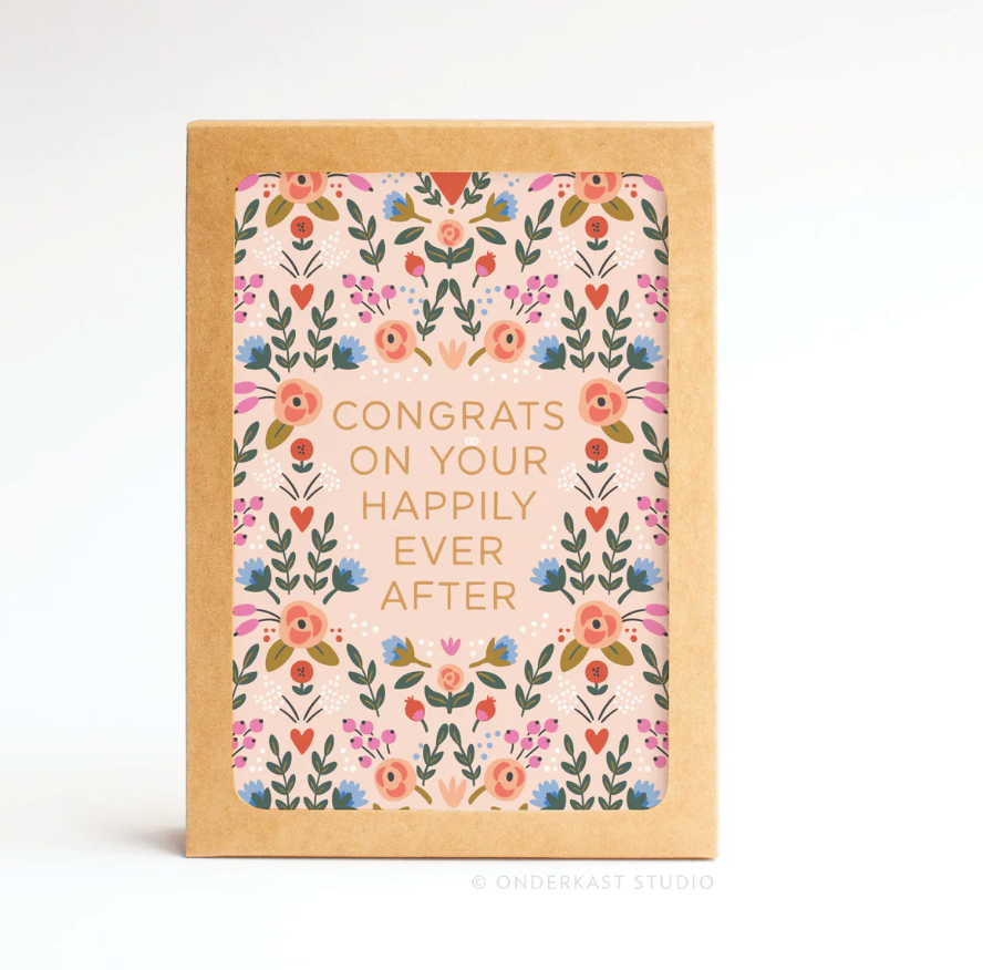 Happily Ever After Floral Folded Greeting Note Set of 10